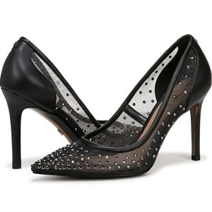 NIB Sam Edelman Black Mesh Crystal Hazel Pumps 9